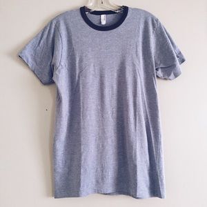 American Apparel soft blue ringer t shirt / tee